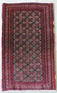 ペルシャ絨毯 カーペット ウール 手織り高級 ペルシャ絨毯の本場 イラン バルーチ産 玄関マットサイズ 65cm×109cm 本物保証