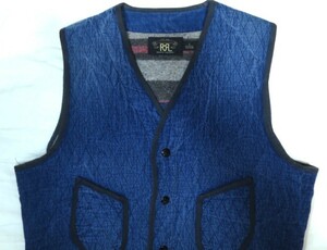 RRL INDIGO BADGETT VEST インディゴ キルティング ベスト S ダブルアールエル ブラウンズビーチ