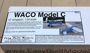 【ゴム動力ピーナッツ機】Easy Built製WACO Model C（翼長：12”＝305ｍｍ）・・・残り1