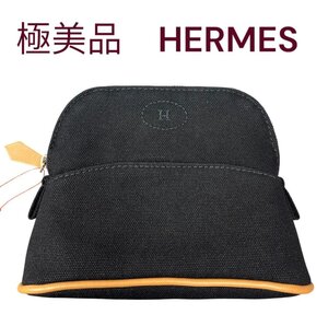 未使用極美品　エルメス ポーチ ボリードポーチ ミニミニ ブラック/シルバー金具　HERMES 黒、ブラック 小物入れ　M4K135