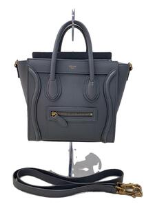 CELINE◆ラゲージ ナノ/2WAYハンドバッグ/レザー/GRY/189243