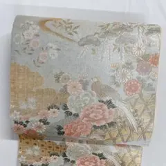 袋帯　金糸　菊花　牡丹　松模様　流水　市松　着物　101t