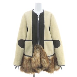 サカイ sacai フェイクファードッキング ボアジャケット ノーカラー アウター 1 アイボリー 茶 ブラウン 17-03390 /MI ■OS レディース