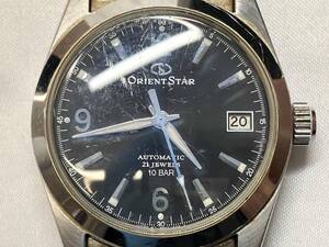 【ジャンク】 ORIENT STAR オリエントスター WZ0091ER ER0T-CO 自動巻き 稼動品 箱付き 腕時計 ウォッチ クロノ 21石 黒文字盤 メンズ