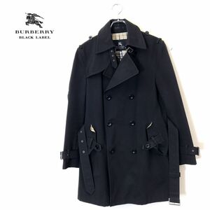 1N1799-D◆ BURBERRY BLACK LABEL バーバリーブラックレーベル トレンチコート 裏地チェック◆ sizeM ブラック ポリエステル