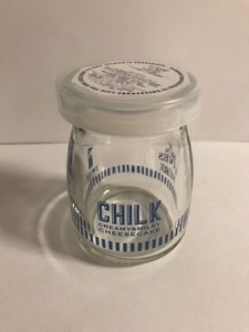 ★即落 CHILK チルク 空瓶 空き瓶 フタ付き プリン ぷりん 瓶 三軒茶屋 チーズケーキ cafe the SUN LIVES HERE ガラス 容器 牛乳瓶 レトロ