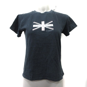 バーバリー ロンドン BURBERRY LONDON Tシャツ カットソー ユニオンジャック プリント 半袖 黒 ブラック /YI レディース