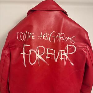 コムデギャルソン ルイスレザー COMME des GARCONS LEWIS LEATHERS 青山店限定 ライダースジャケット 赤 レッド FOREVER サイズ40 JACKET