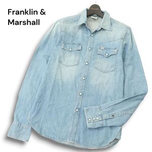 イタリア製★ Franklin & Marshall フランクリン＆マーシャル SLIM FIT 加工★ 長袖 デニム ウエスタン シャツ Sz.M　メンズ　A4T08909_8#C