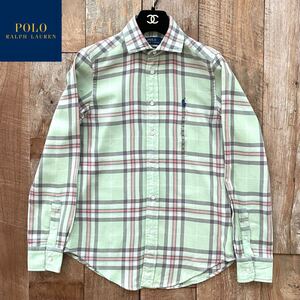 【新品未使用】POLO RALPH LAUREN ラルフローレン CLASSIC FIT チェック柄 ネルシャツ XS グリーン