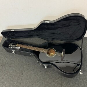 Y402-K22-6989◆ Fender フェンダー エレアコ アコースティックギター CD-60CEBLK ブラック 黒 ハードケース付き 通電確認OK