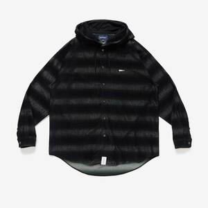 希少★新品本物【緑★3】MULE HOODED STRIPE LS SHIRT ムール フーデッド シャツ 正規店購入 ディセンダント 限定入手困難 Descendant 23AW