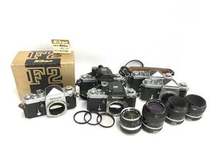 ☆ Nikon フィルム一眼カメラ まとめ ☆ F ×2 + F2 ×3 + NIKKOR 105mm 1:2.5 + S 1:2.8 f=35mm 他 レンズ 2本 ニコン