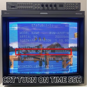 SONY BVM-A20F1M, CRT TURN ON TIME 55H, 62HS, 61D, 68X, BKM-15R, HR Trinitron, Multiformat