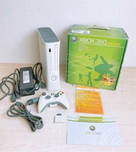 ジャンク品 Microsoft XBOX 360 ARCADE 箱付 本体 コントローラー メモリー ユニット 256MB コンポジット AV ケーブル パーツ取りゲーム機