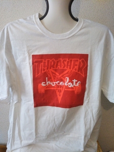 Tシャツ★THRASHERスラッシャーchocolate★チョコレート★白/赤★Lサイズ