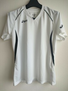 asics アシックス ★半袖Tシャツ ロゴT メッシュ ★プラシャツ レディース 　Lサイズ 　白 【中古美品】