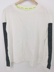 ◇ AZUL BY MOUSSY ロゴテープ バックプリント 長袖 Tシャツ カットソー サイズS ホワイト系 ブラック レディース P