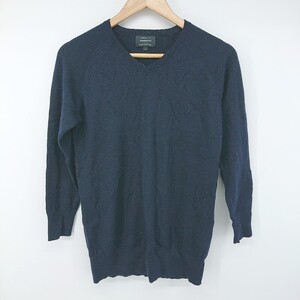 ◇ green label relaxing UNITED ARROWS Vネック ラメ入り 長袖 ニット セーター サイズ38 ネイビー レディース P