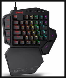 ゲーミングキーボード 有線 片手 青軸 英字 メカニカル USB キーボード REDRAGON DITI K585 RGB バックライト レッドラゴン 新品 ブラック 