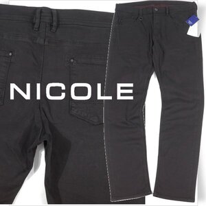 新品1円～★ニコル セレクション NICOLE selection メンズ ストレッチ ストレート カラーデニム パンツ 50 LL 黒 美脚パンツ◆4668◆