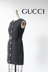 GUCCI グッチ GGベルト ウール シルク ノースリーブワンピース size 36 1207954