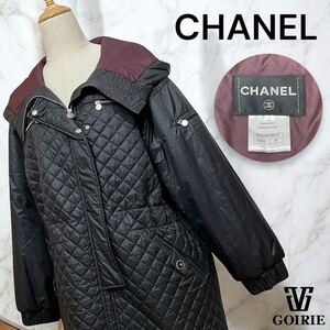 【超レア品/美品】CHANEL シャネル キルティングコート ココマーク マトラッセ 黒 イタリア製 ナイロンジャケット ファスナー ジップ