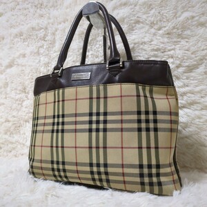 BURBERRY　バーバリー　ハンドバッグ　トートバッグ　ノバチェック　ダークブラウン