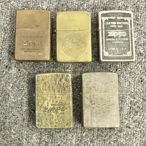 H059-I50-1834 ▲ Zippo ジッポー オイルライター 5点セット シルバー ゴールド イーグル 他 喫煙具 2点火花あり