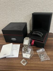 1円〜ORIS/オリス マイルス レクタンギュラー デイデイト 585-7525-40-02 SS 自動巻き 3針 裏スケ スクエア 訳あり品