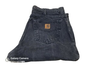 90s made in usa carhartt / カーハート ブラックカラーデニムパンツ w34l34 アメリカ製 テーパード used ヴィンテージ