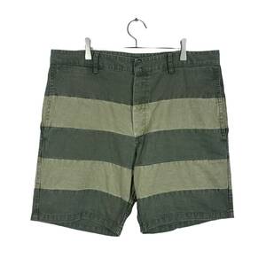 【30％OFF】VISVIM (ビスビム) 0114305008006 PASTORAL BORDER SHORTS *F.I.L. EXCLUSIVE 14SS (olive)