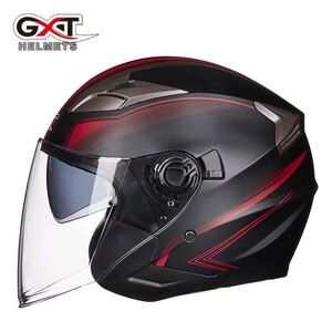 1円 高品質艶消しブラック赤 GXT708ダブルシールドヘルメット 用おしゃれ 春秋用ジェットヘルメットPSCマーク付き サイズM-XL選択可能