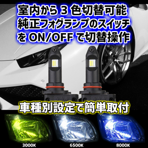 (P)車種別 室内から3色切替 LED フォグランプ【 SX4 YA.YB22S H27.02～ H8/H11/H16 】イエロー/ホワイト/ブルー