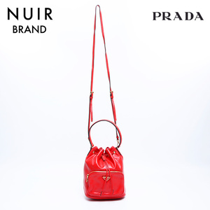 プラダ PRADA ショルダーバッグ デュエット レザー バケットバッグ レッド