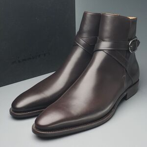 TI2143//未使用*シルバノサセッティ/SILVANO SASSETTI*メンズ8.5D/ジョッパーブーツ/ショートブーツ/革靴/茶/ブラウン