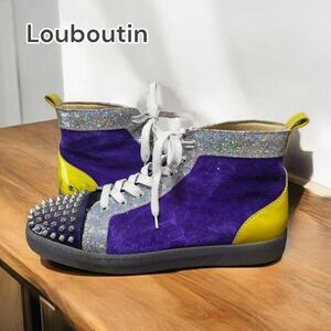 Louboutin ルブタン ハイカットスニーカー スタッズ パープル