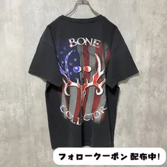 古着 used　USA国旗　アメリカ　半袖プリントTシャツ　バックプリント　ワンポイント　黒　ブラック　デザイン　クルーネック