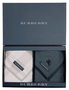 未使用 バーバリー 箱入り　ギフト　 チェック ロゴ コットン 綿　100％　メンズ BURBERRY　2枚セット　【中古】