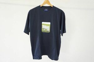 【即決】R.NEWBOLD アールニューボールド メンズ 半袖Tシャツ プリント ほぼ黒に近いネイビー サイズ:L 【802821】