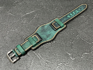 ラグサイズ：24mm 腕時計ベルト マット ブンド付き レザーベルト 本革 カラー：グリーン 革ベルト BDR