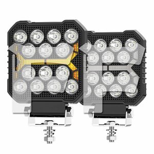 新発売 4インチ 作業灯 LED ワークライト 54W 4モード ホワイト/イエロー/白黄/ストロボ DRL 5400LM ジープ ジムニー 大型車 多用途 2個