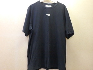 n501y Y3 ワイスリー adidas アディダス×Yohji Yamamoto ヨウジヤマモト Tシャツ 半袖 黒 ブラック XL センターロゴ 変色あり(24-1218-1)