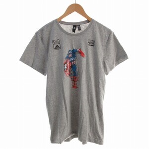 アディダス adidas Tシャツ 半袖 キャプテン・アメリカ プリント M グレー /KJ ■SM3 メンズ