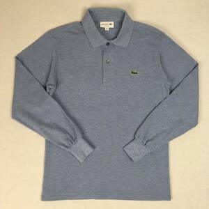 【美品】LACOSTE ラコステ ポロシャツ L1313A 鹿の子 サイズ2 クラシックフィット 水色 日本製 長袖 シャツ