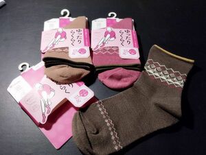 4満）茶茶紅）3足）女22-25cm）靴下 ソックス★フクスケ満足 ゆったりらくらく 綿レーヨン混 ぐーんと伸びる 福助 324501L★新品送料込