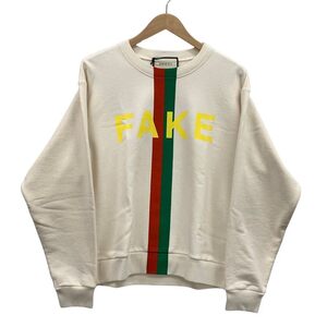 極美品◆グッチ スウェット FAKE シェリーライン ベージュ メンズ サイズXS 635847 GUCCI 【AFB14】