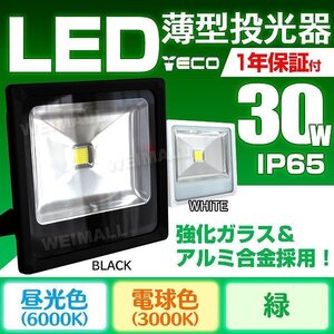 【1年保証】PSE取得 LED投光器 薄型投光灯 30W 防水 コンセント付き 昼光色 ライト照明 作業灯 黒 6タイプ選択