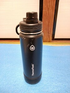 サーモフラスク THERMO FLASK 保温 保冷 ステンレスボトル 水筒 24オンス 710ml ブラック BPAフリー ボトムキャップ付