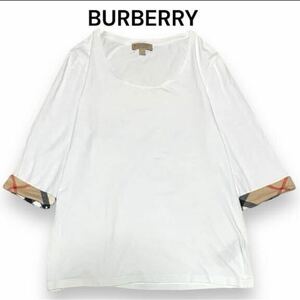 【美品近年モデル】Burberry BURBERRY LONDON バーバリーロンドン 半袖Tシャツ カットソー ノバチェック L 白 ホワイト ユニセックス